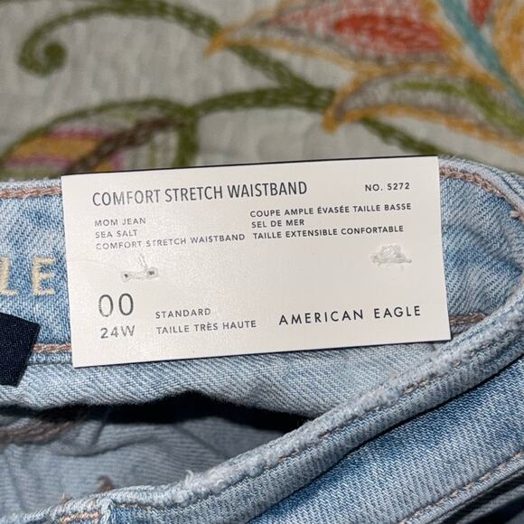 American Eagle regular 24W size 00 comfort stretch waistband sea salt mom jeans - Picture 8 of 13